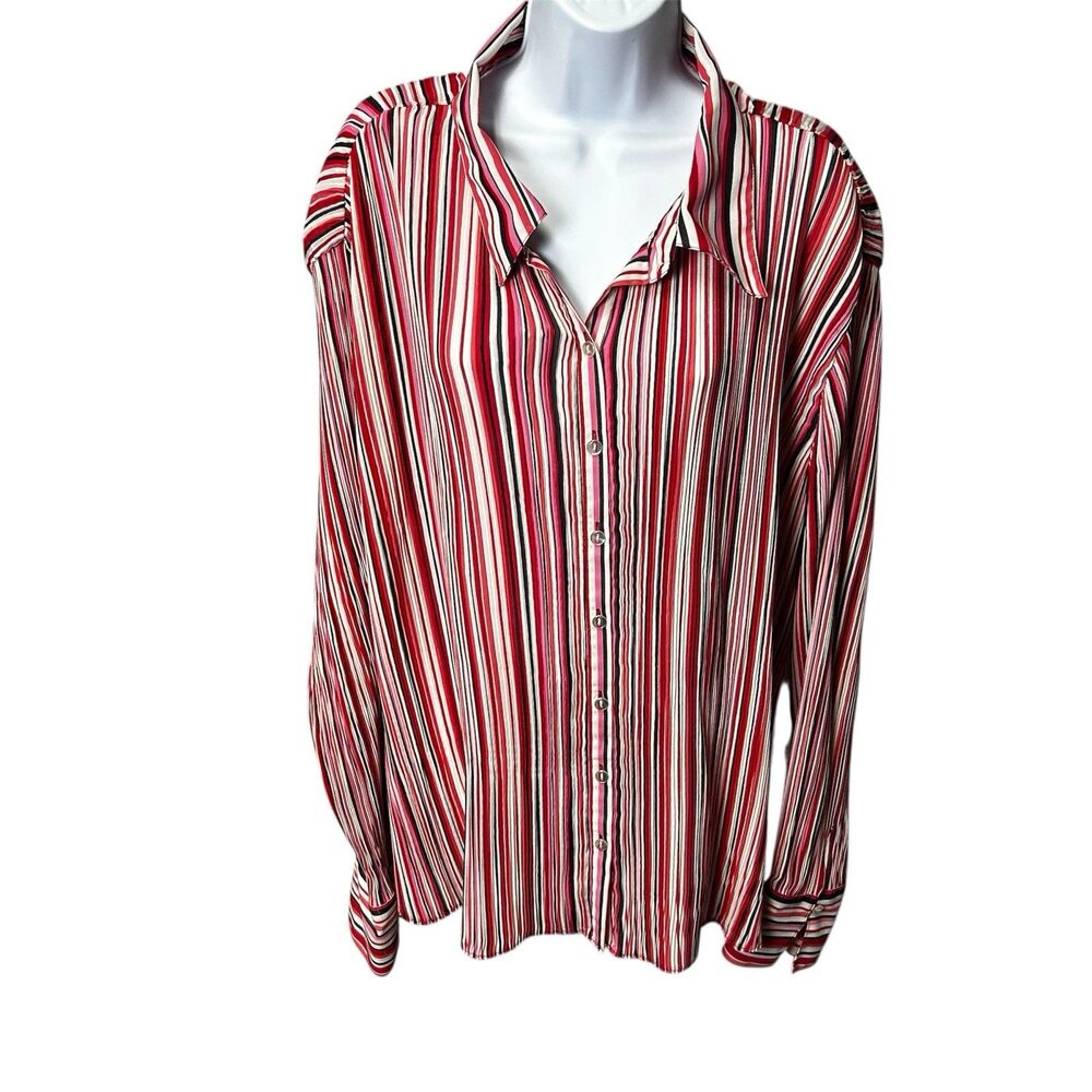 Cato Woman Size 22/24W Long‎ Sleeve Button- front Crinkle Polyester Top